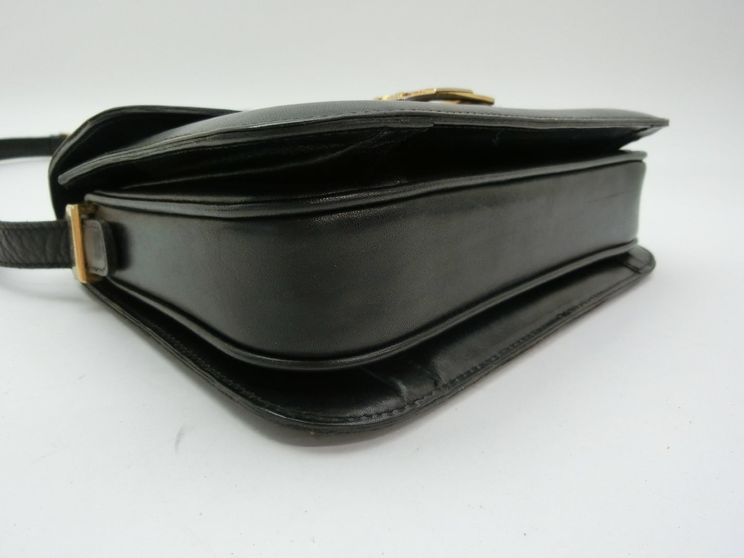 CELINE Leather Shoulder Bag with Carriage Hardware