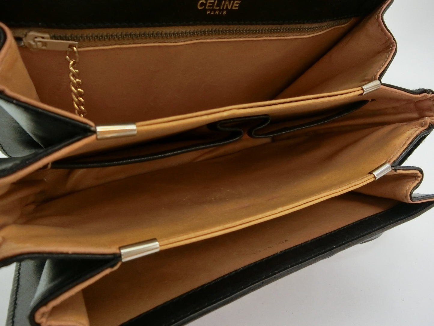 CELINE Leather Shoulder Bag with Carriage Hardware