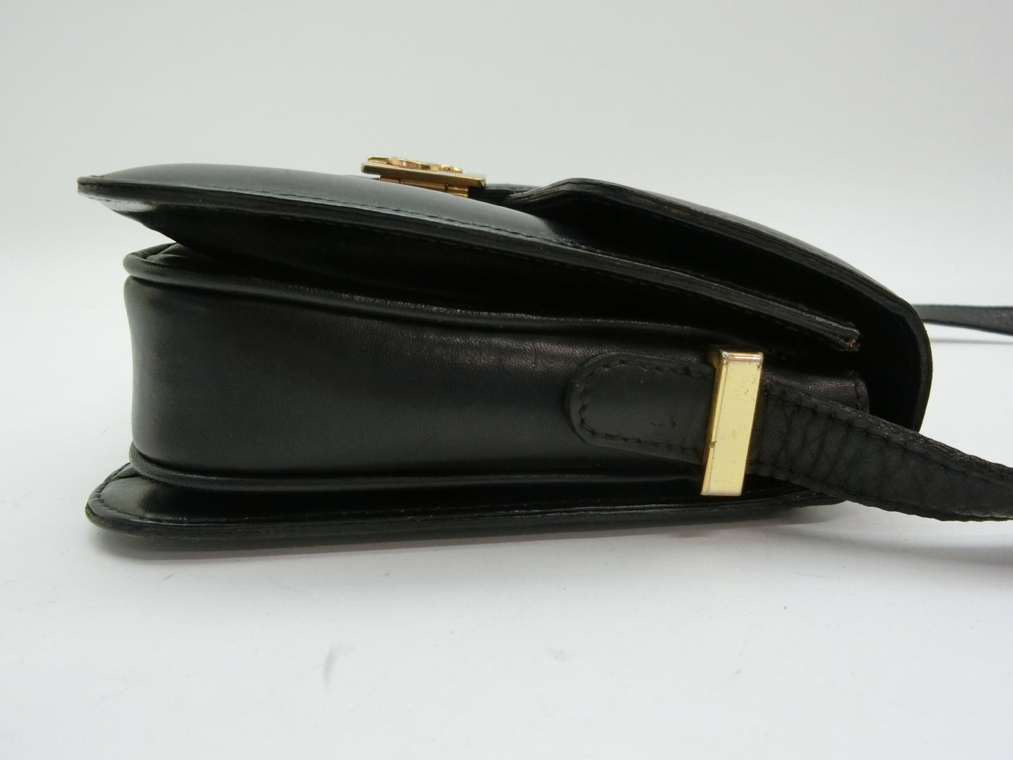 CELINE Leather Shoulder Bag with Carriage Hardware