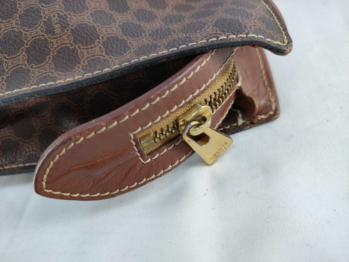 CELINE Macadam Brown Shoulder Bag
