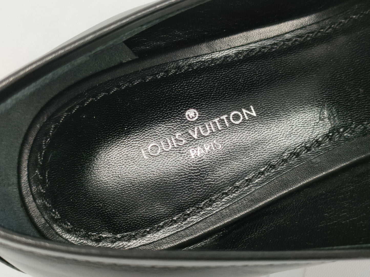 LOUIS VUITTON LOUIS VUITTON Flat Loafers Leather Size 38 1A4XE6 Black Loafers