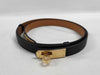 HERMES Kelly Belt, W Stamp, Black, NOIR, Gold Hardware