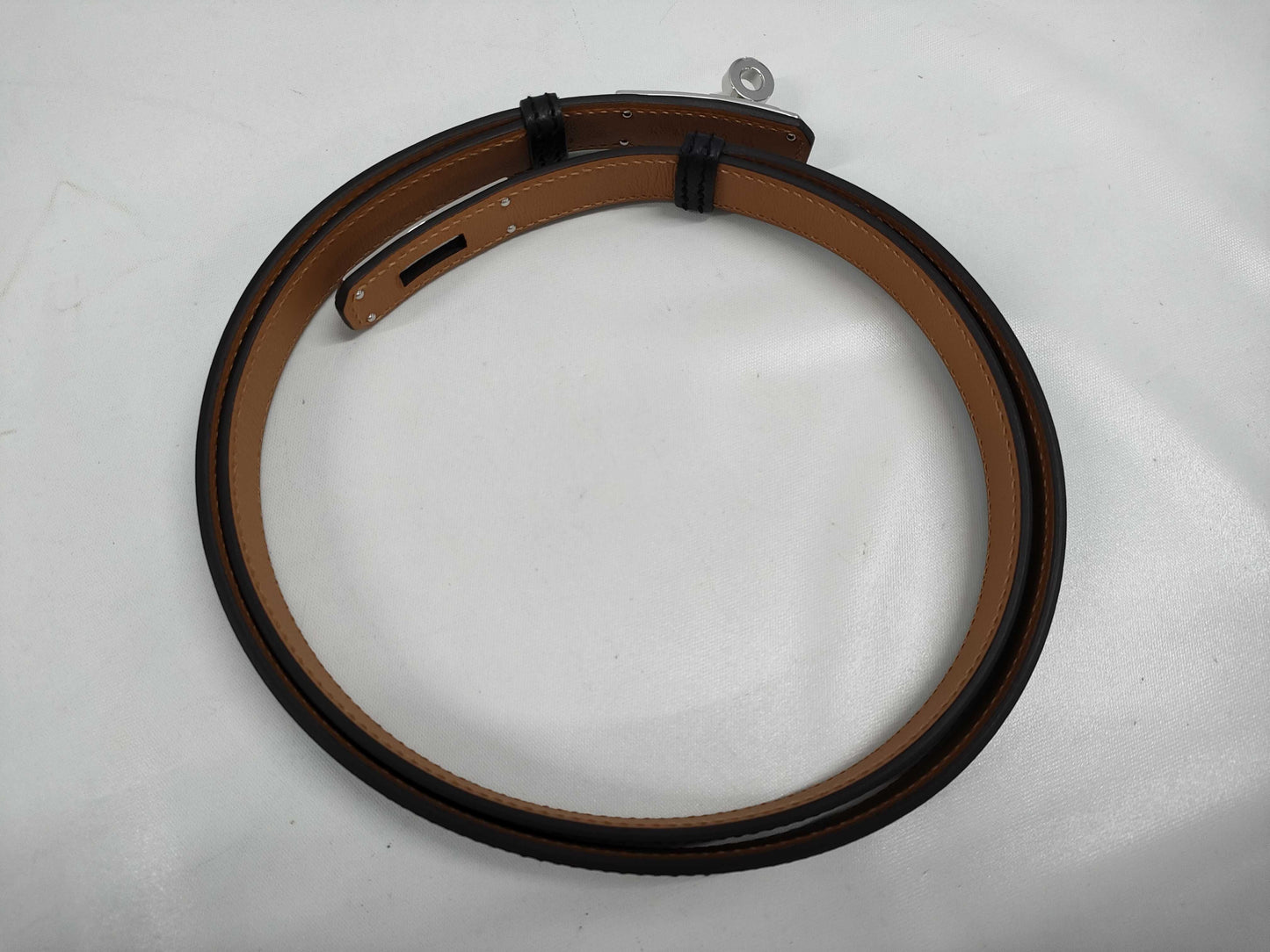 HERMES Kelly Belt, K Stamp, Black, NOIR, Gold, Silver Hardware