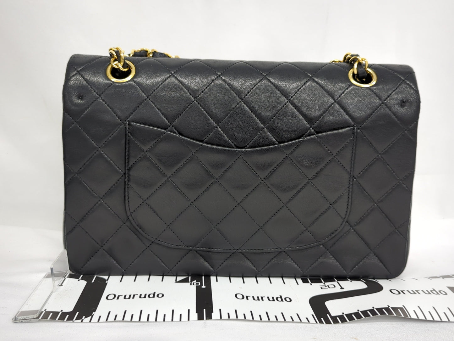 CHANEL Lambskin Double Flap 25 Black Shoulder Bag #1