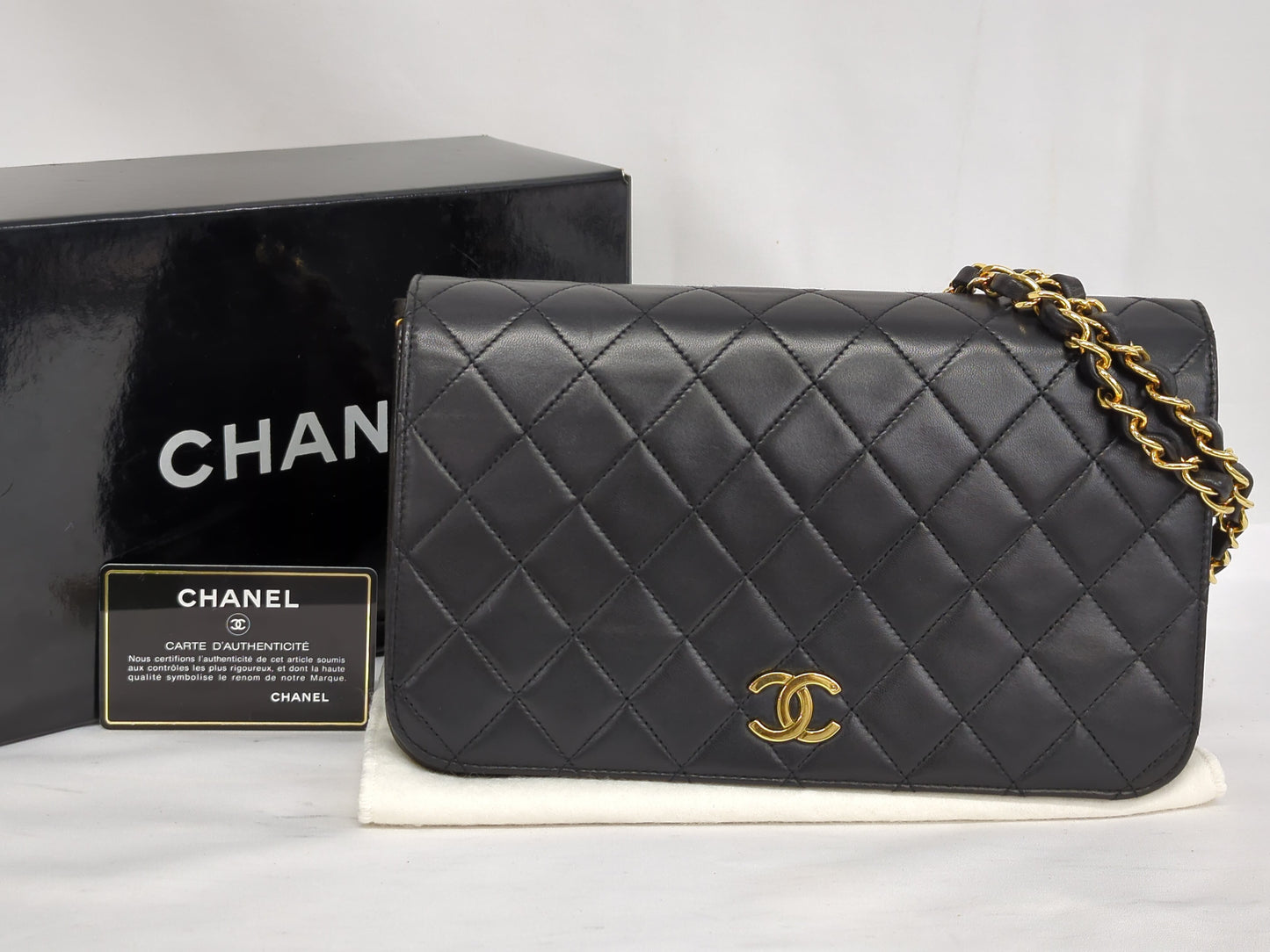 CHANEL Lambskin Push Lock Chain Shoulder Bag, No. 2