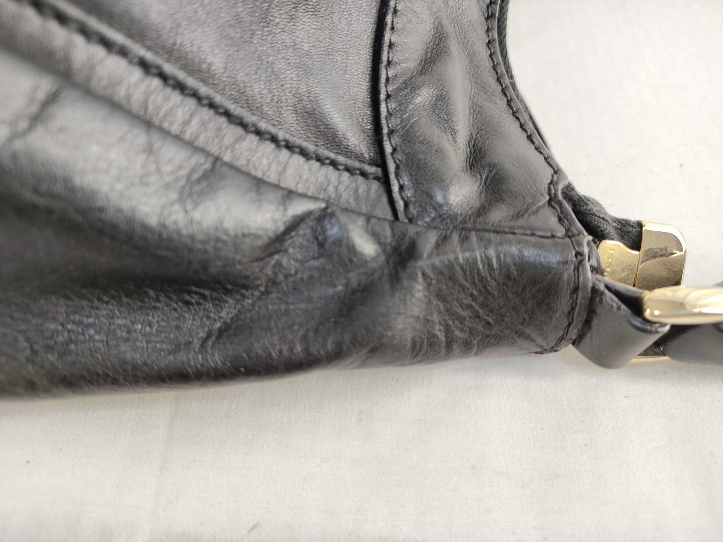 GUCCI One-Shoulder Black Leather Shoulder Bag