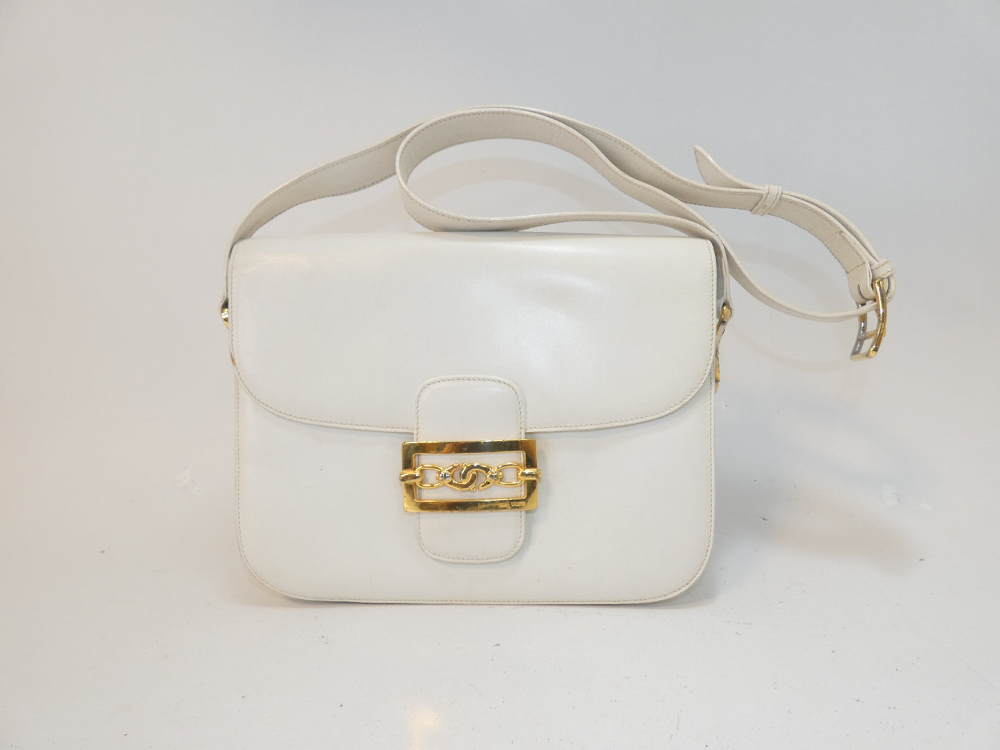 CELINE Leather GP Hardware Shoulder Bag
