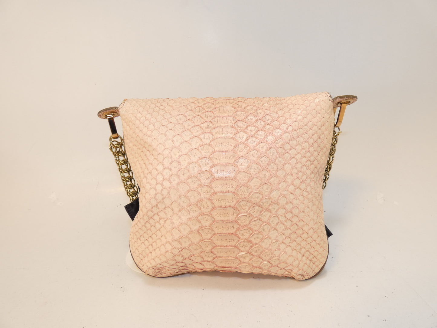 Chloe Python Print Ribbon Beaded Chain Shoulder Bag