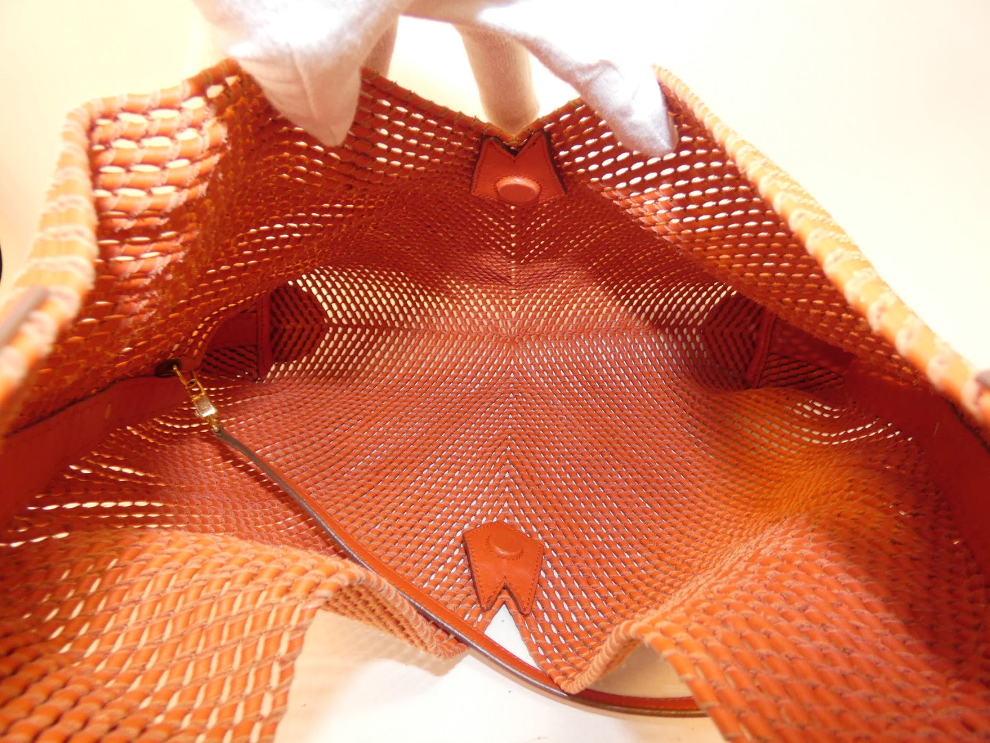 Salvatore Ferragamo Leather Braided Gancini One-Hand Shoulder Bag with Orange Pouch