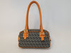 FENDI Zucchino Canvas and Leather Two-Tone Boston Bag