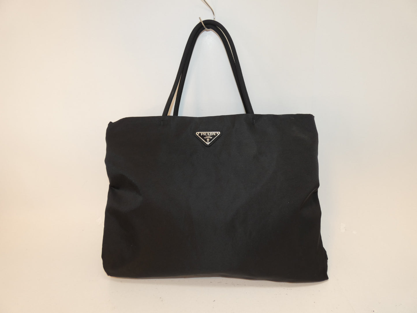 PRADA nylon black hand tote bag