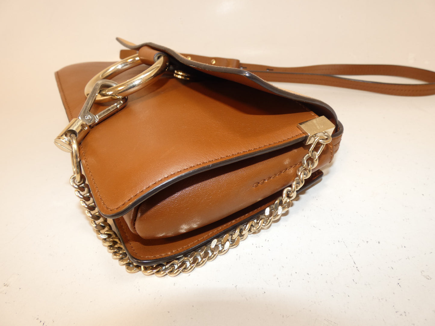 Chloe Faye Suede and Leather Brown Shoulder Bag