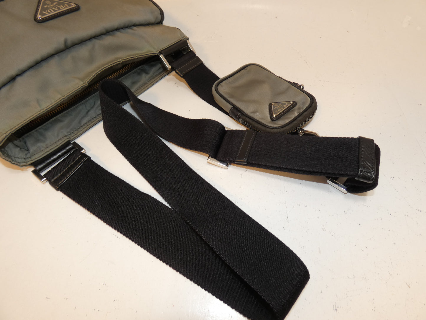 PRADA Saffiano nylon shoulder bag with mini pouch