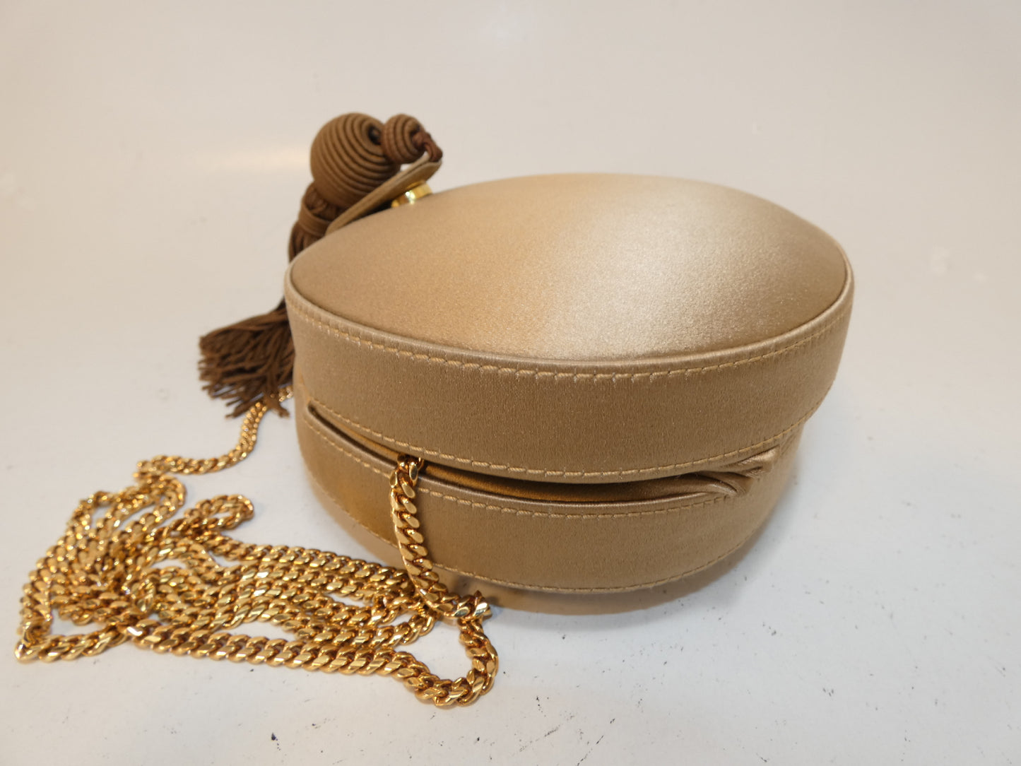 LOEWE Anagram Clasp Purse Satin Fringe Shoulder Bag