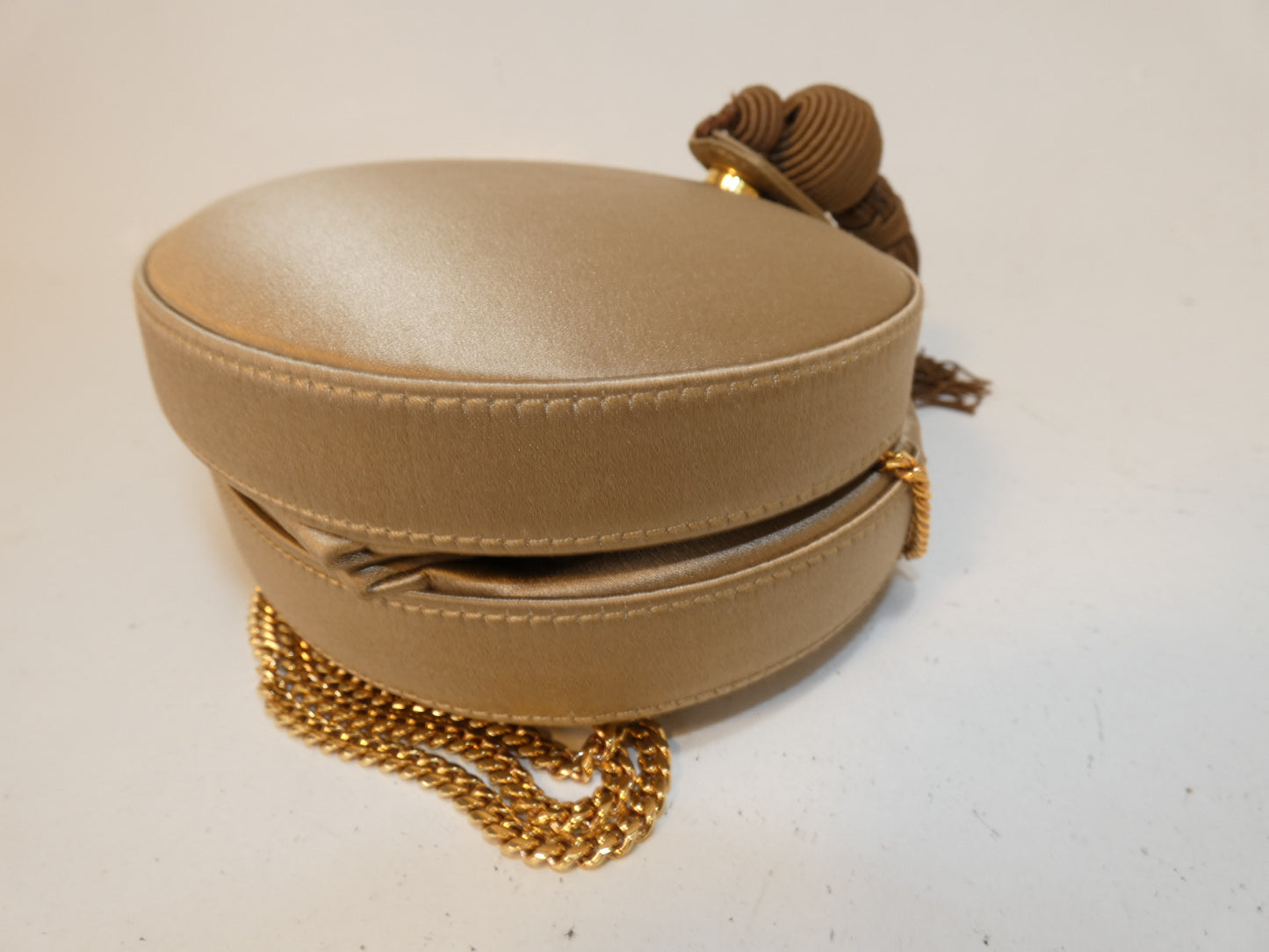 LOEWE Anagram Clasp Purse Satin Fringe Shoulder Bag