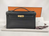 HERMES Pochette Kelly Swift Leather Black G Hardware W Stamp Handbag