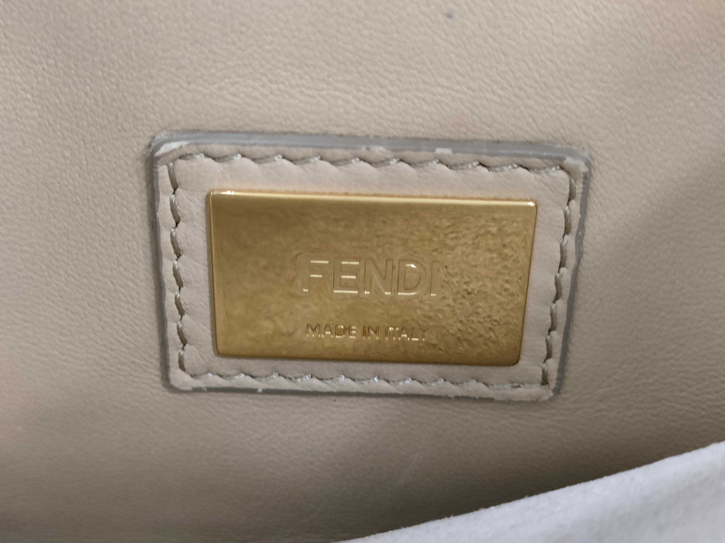 FENDI Peekaboo Regular Leather Blue-Gray 2-Way Handbag