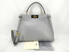 FENDI Peekaboo Regular Leather Blue-Gray 2-Way Handbag