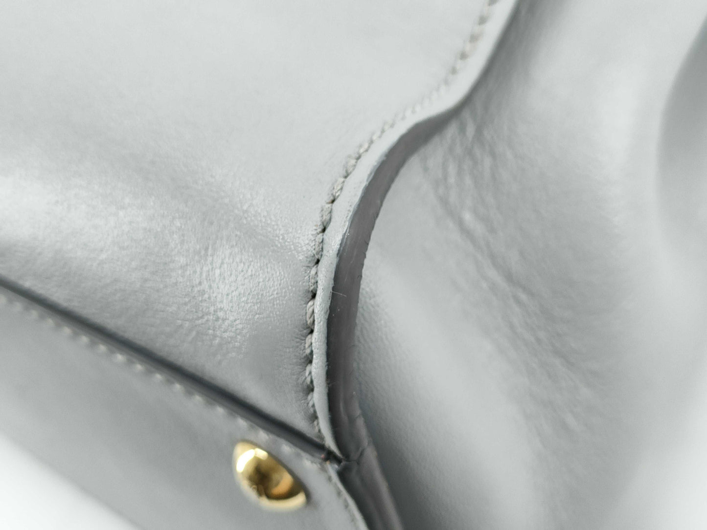 FENDI Peekaboo Regular Leather Blue-Gray 2-Way Handbag