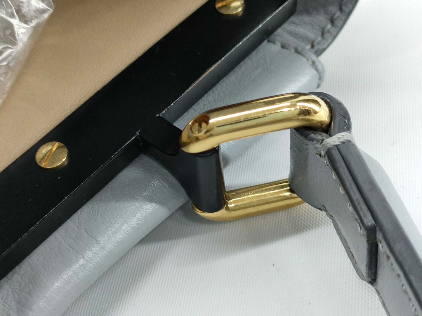 FENDI Peekaboo Regular Leather Blue-Gray 2-Way Handbag