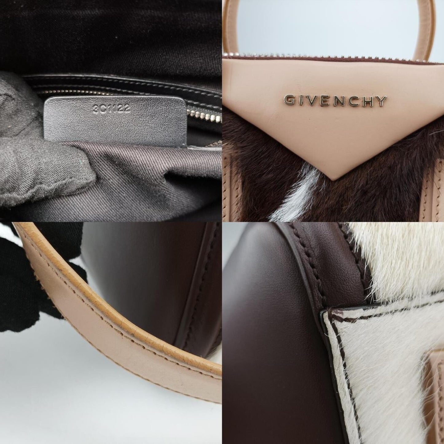GIVENCHY Antigona Satchel in Cow Print Multicolored Leather and Rabbit Fur 3C1122 Shoulder Bag
