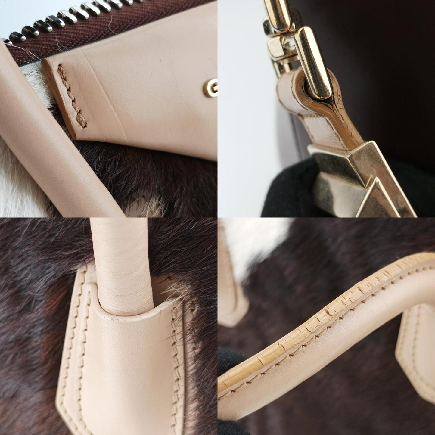 GIVENCHY Antigona Satchel in Cow Print Multicolored Leather and Rabbit Fur 3C1122 Shoulder Bag