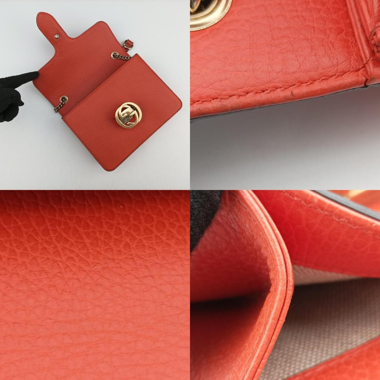 GUCCI Interlocking G Orange Leather Shoulder Bag 510304I027085042