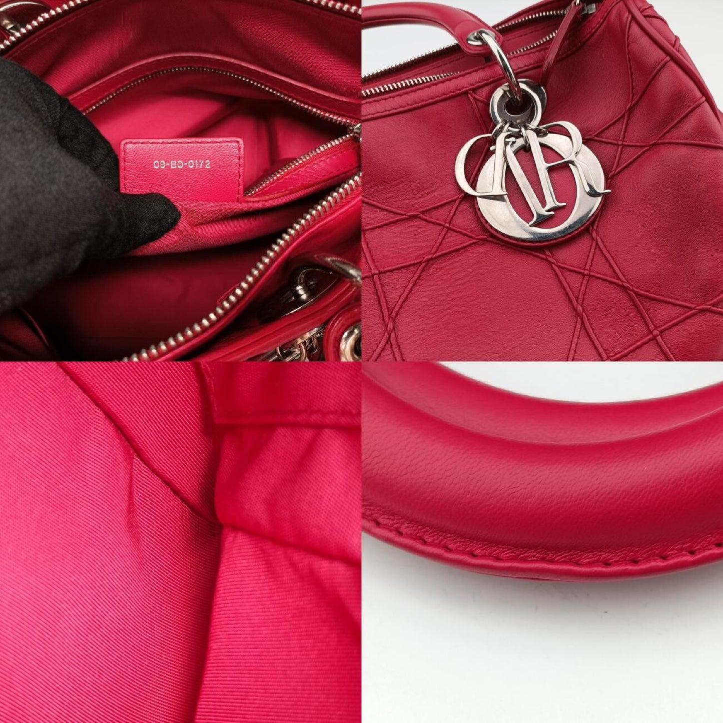 Dior Granville Rose Red Leather 09-BO-0172 Shoulder Bag