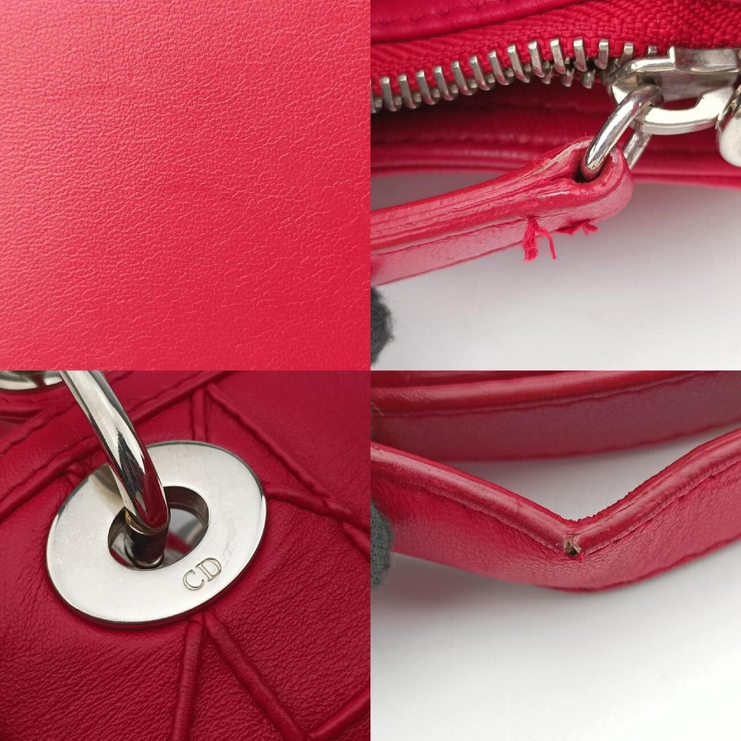 Dior Granville Rose Red Leather 09-BO-0172 Shoulder Bag