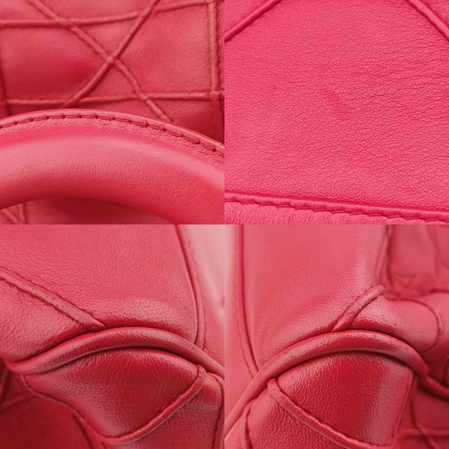 Dior Granville Rose Red Leather 09-BO-0172 Shoulder Bag