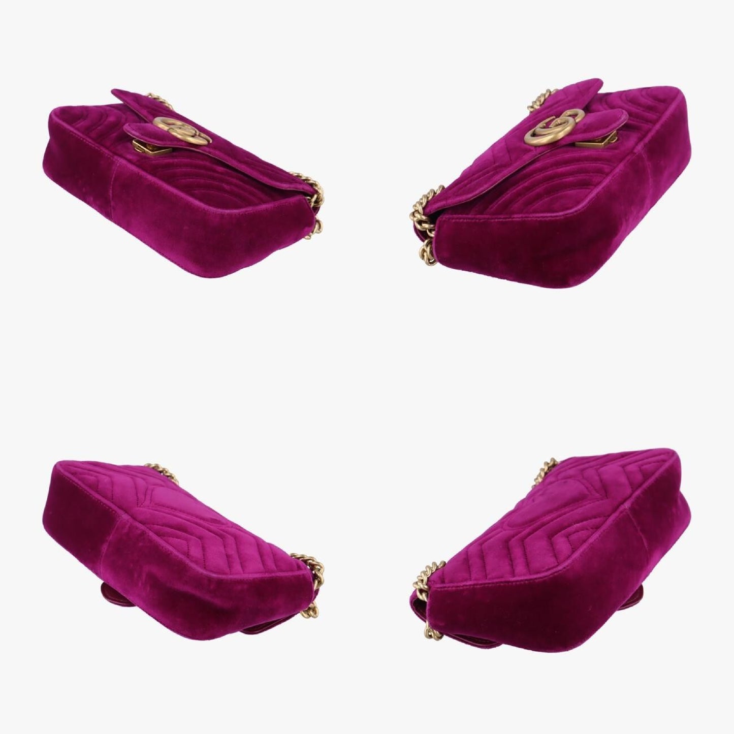 GUCCI GG Marmont Purple Velvet Shoulder Bag 446744I024317238