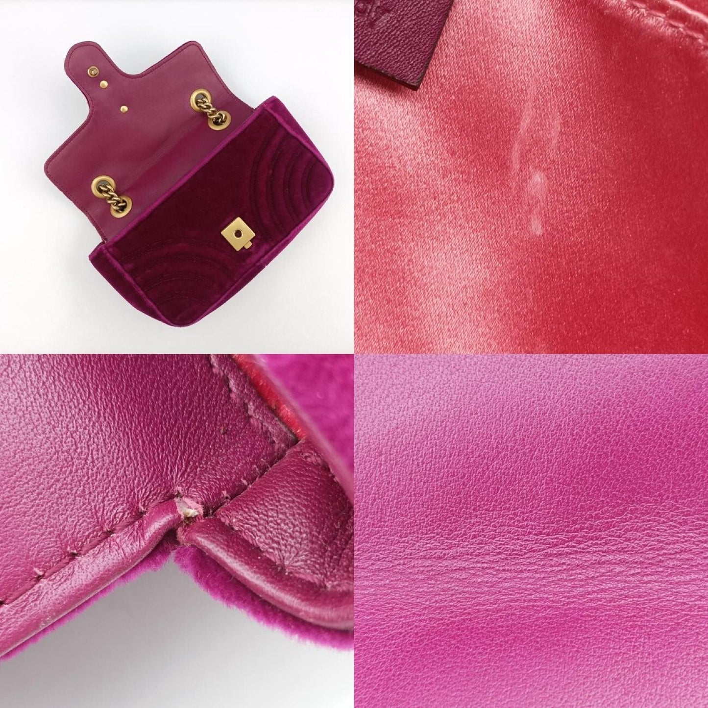 GUCCI GG Marmont Purple Velvet Shoulder Bag 446744I024317238