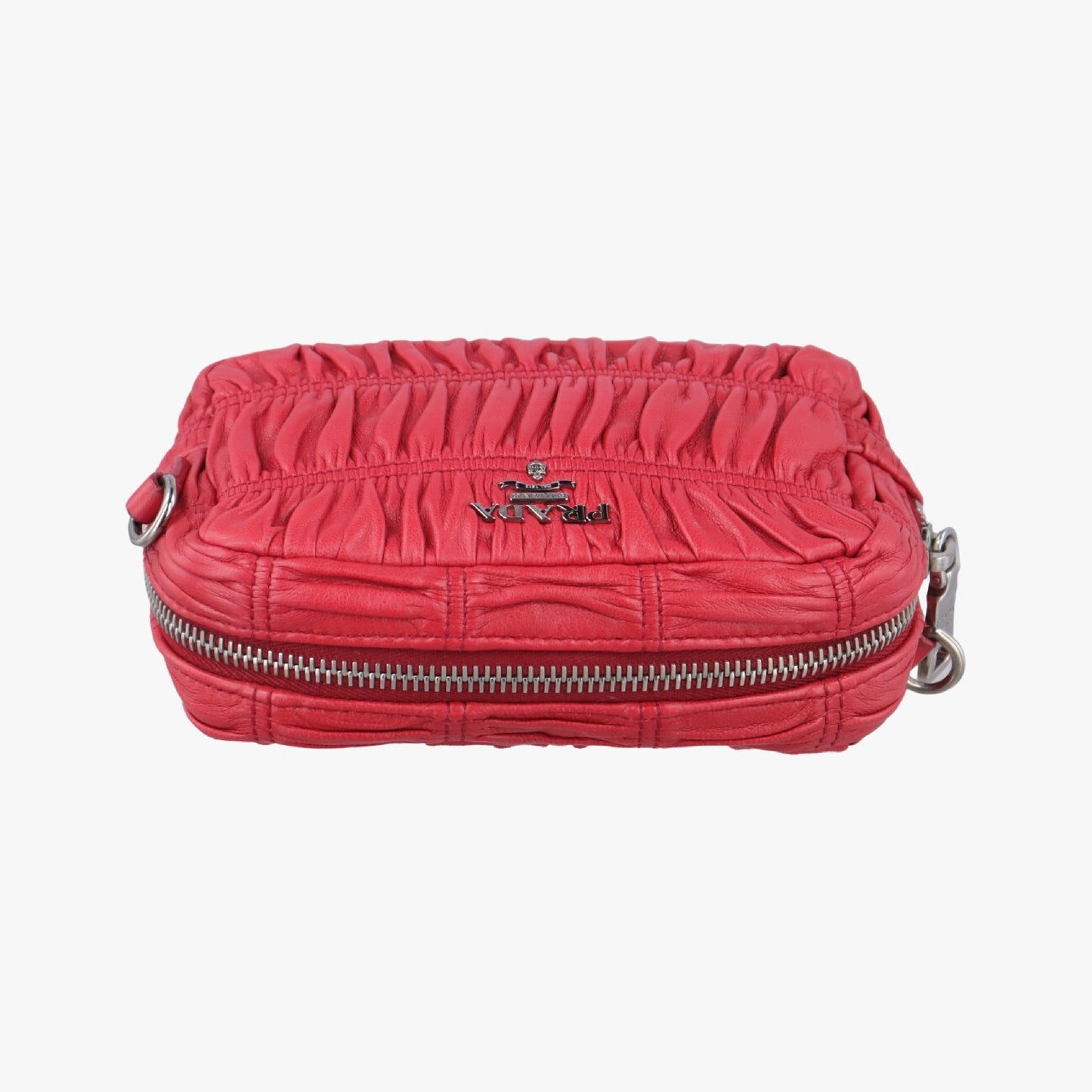 PRADA Gathered Mini Red Leather Shoulder Bag 1BH11253