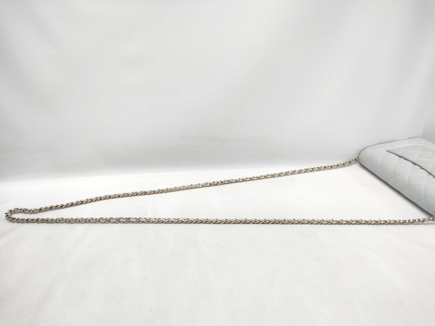 CHANEL Caviar Leather Matelasse Chain Wallet Light Blue Shoulder Bag