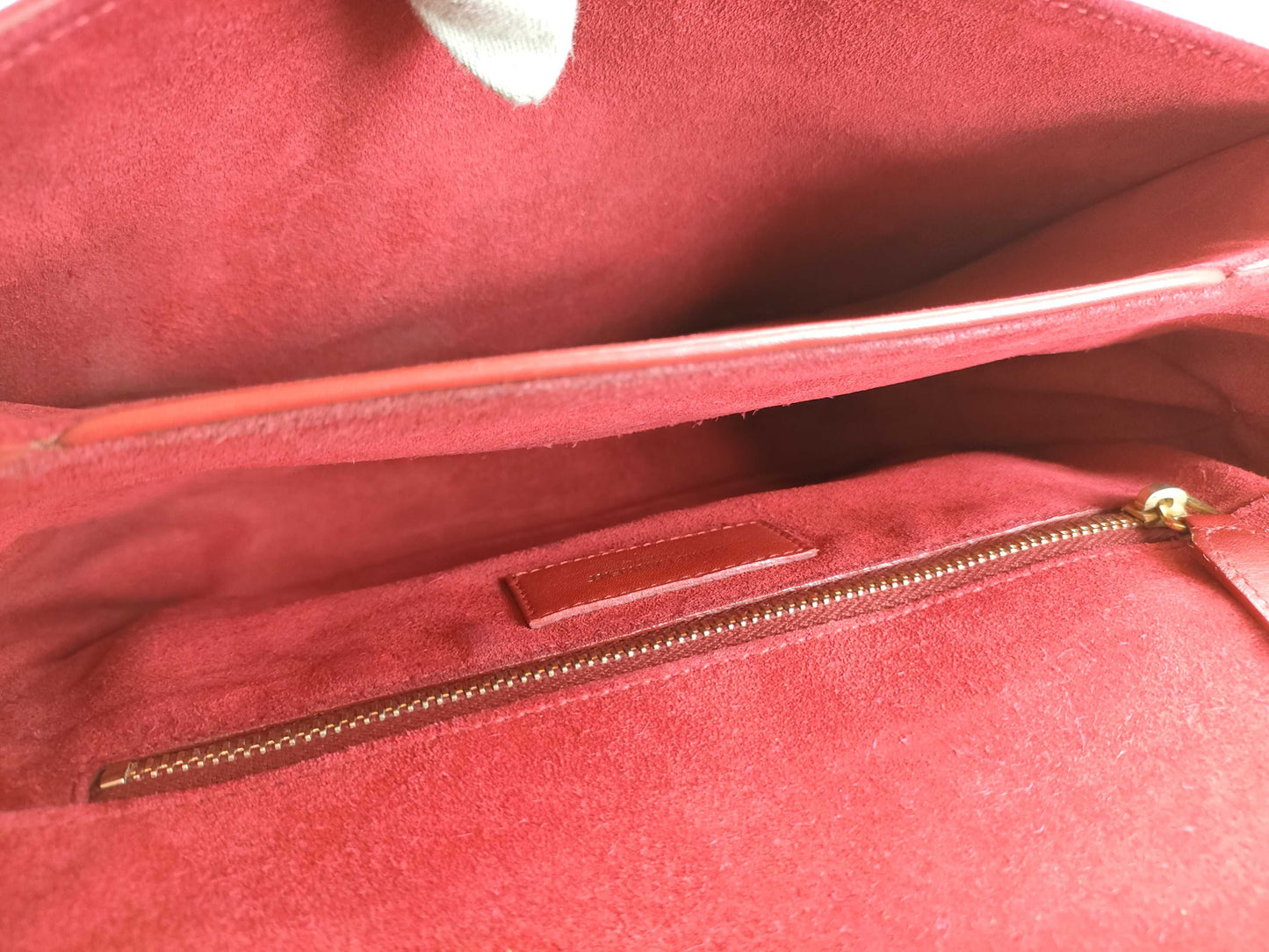 SAINT LAURENT Y-Line Red Leather Shoulder Bag