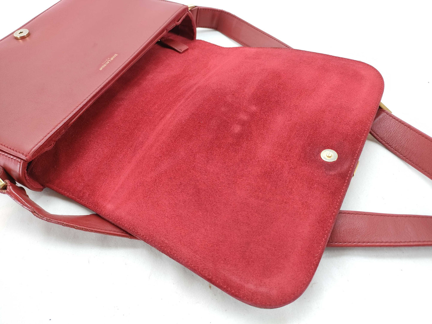 SAINT LAURENT Y-Line Red Leather Shoulder Bag