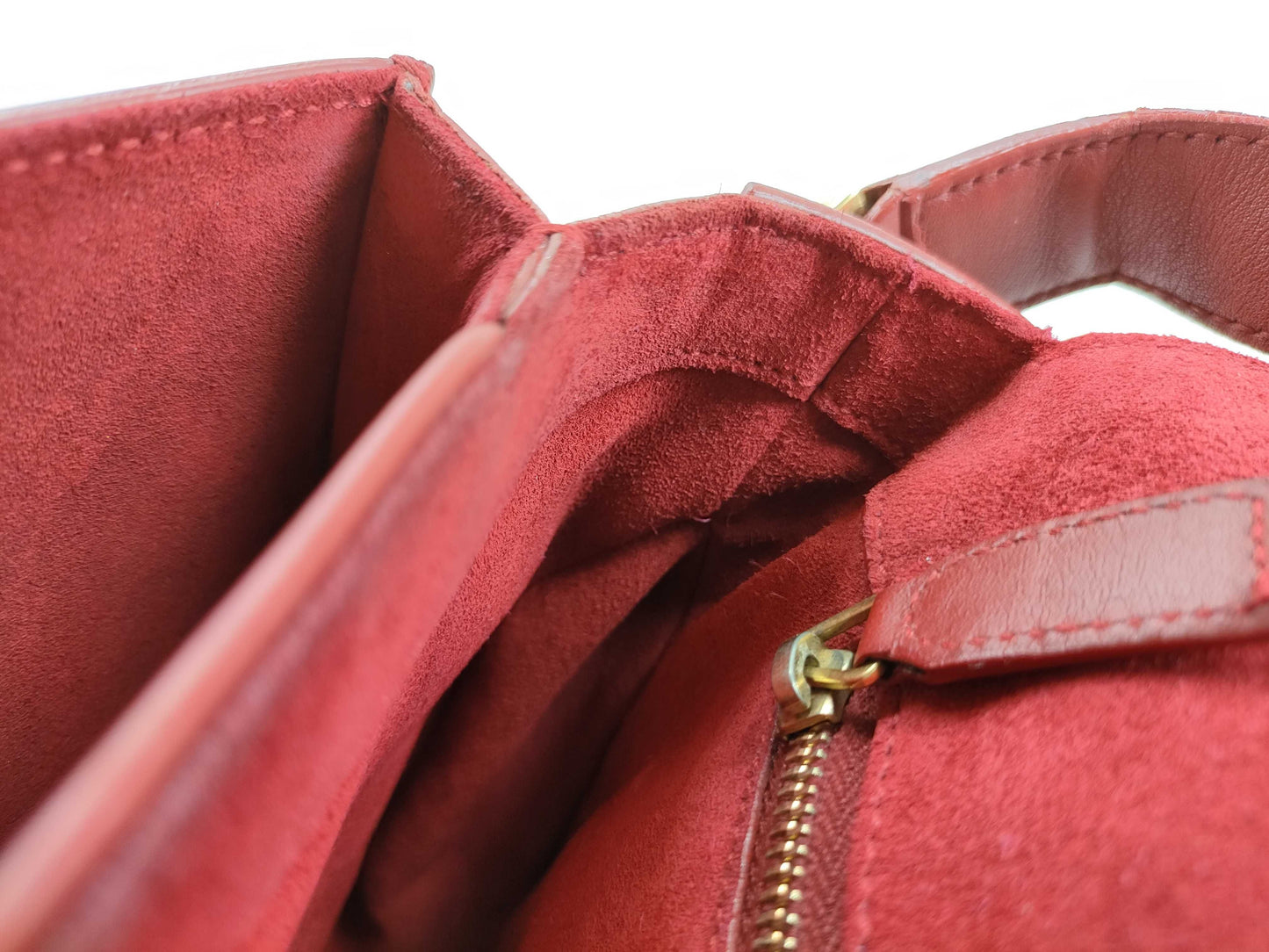 SAINT LAURENT Y-Line Red Leather Shoulder Bag