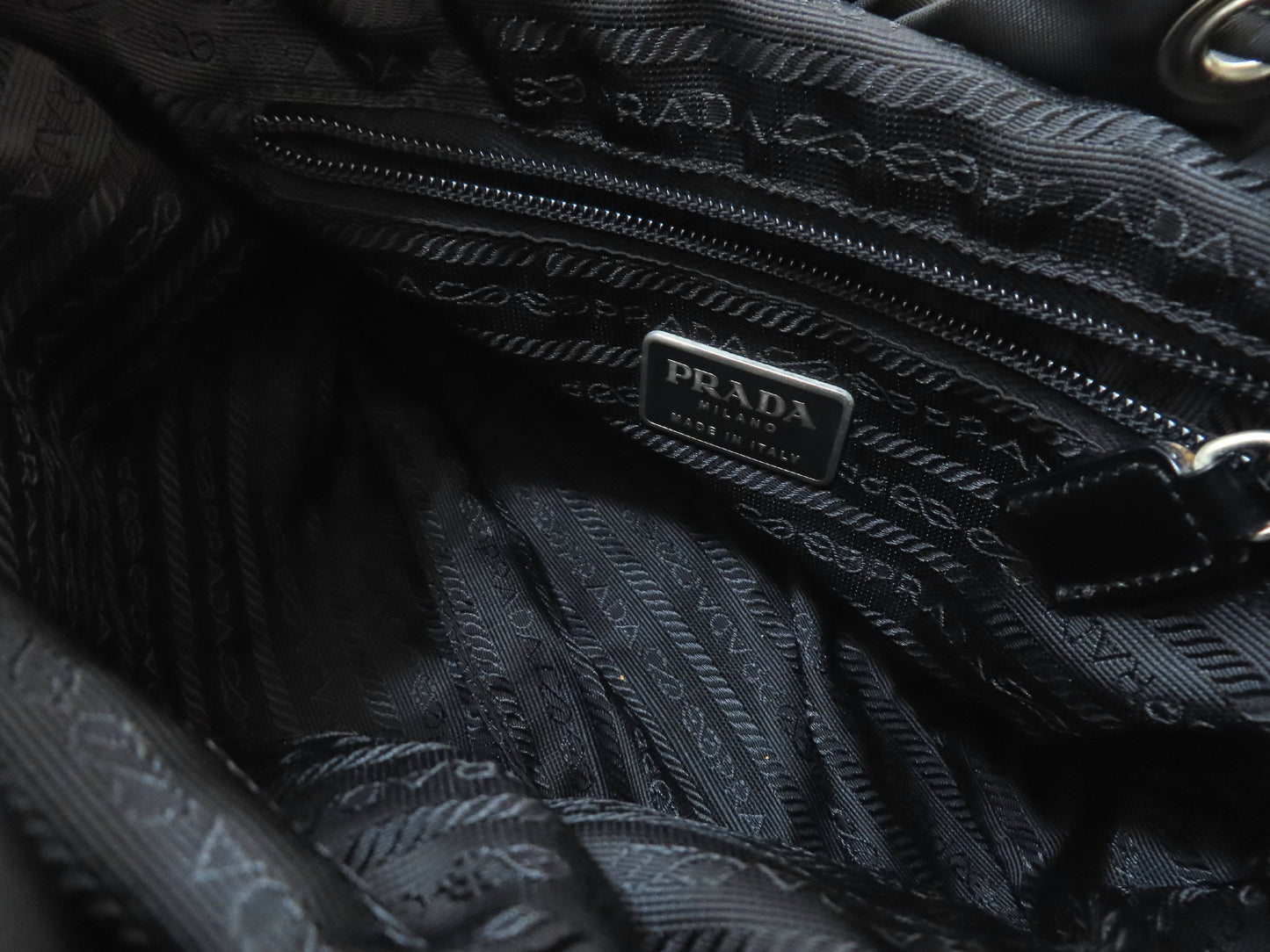 PRADA Nylon PRADA Tessuto Nylon and Leather Drawstring Backpack Backpack Daypack Backpack