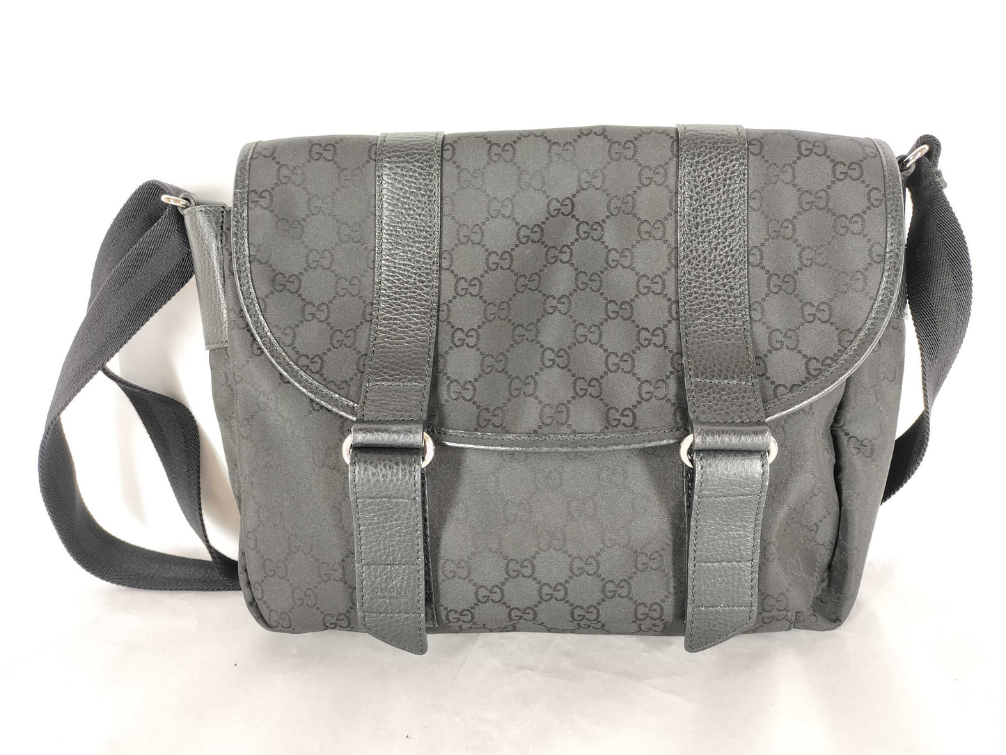 GUCCI GG Canvas Messenger Bag, Black, 374423, Shoulder Bag