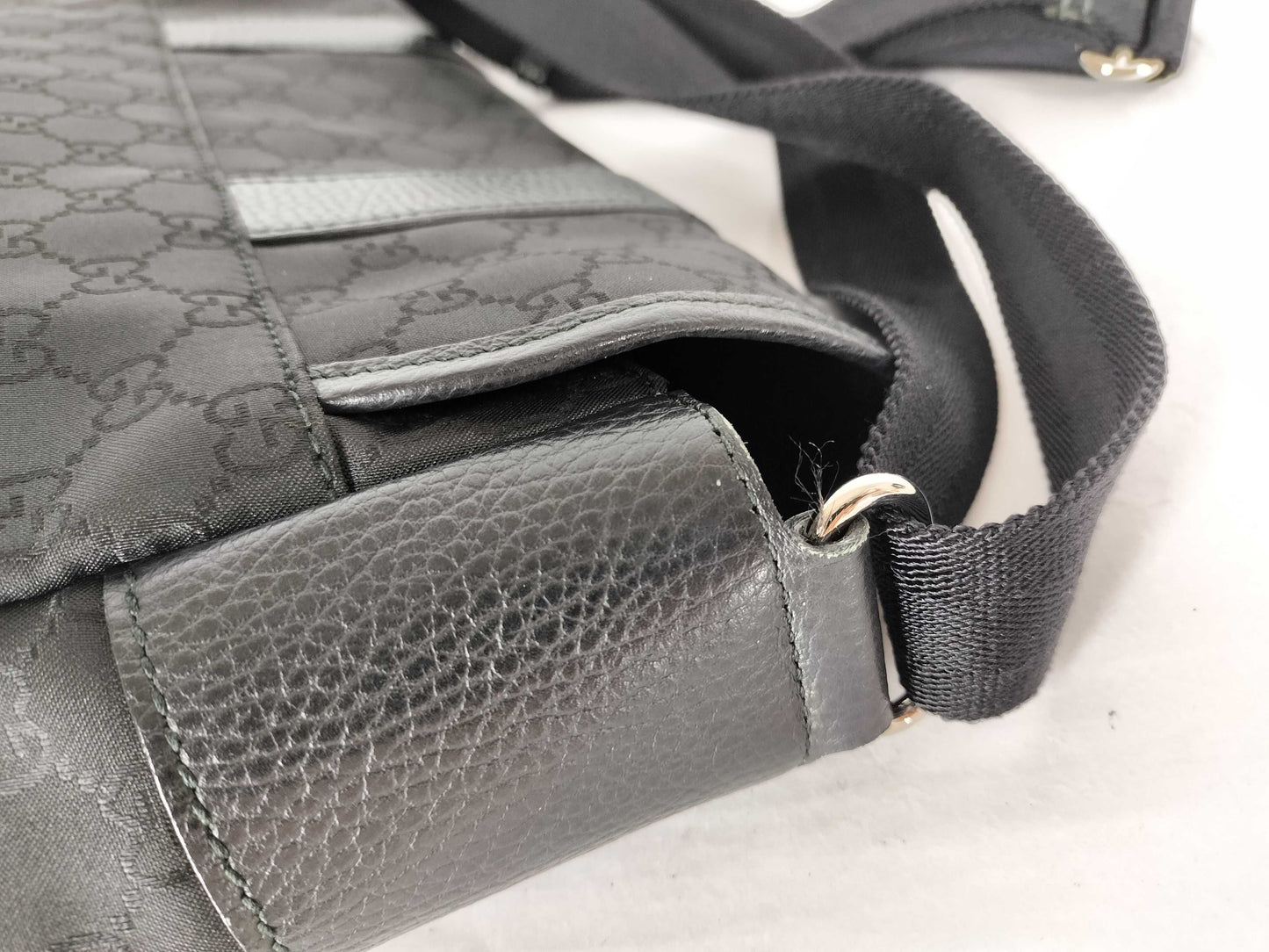 GUCCI GG Canvas Messenger Bag, Black, 374423, Shoulder Bag