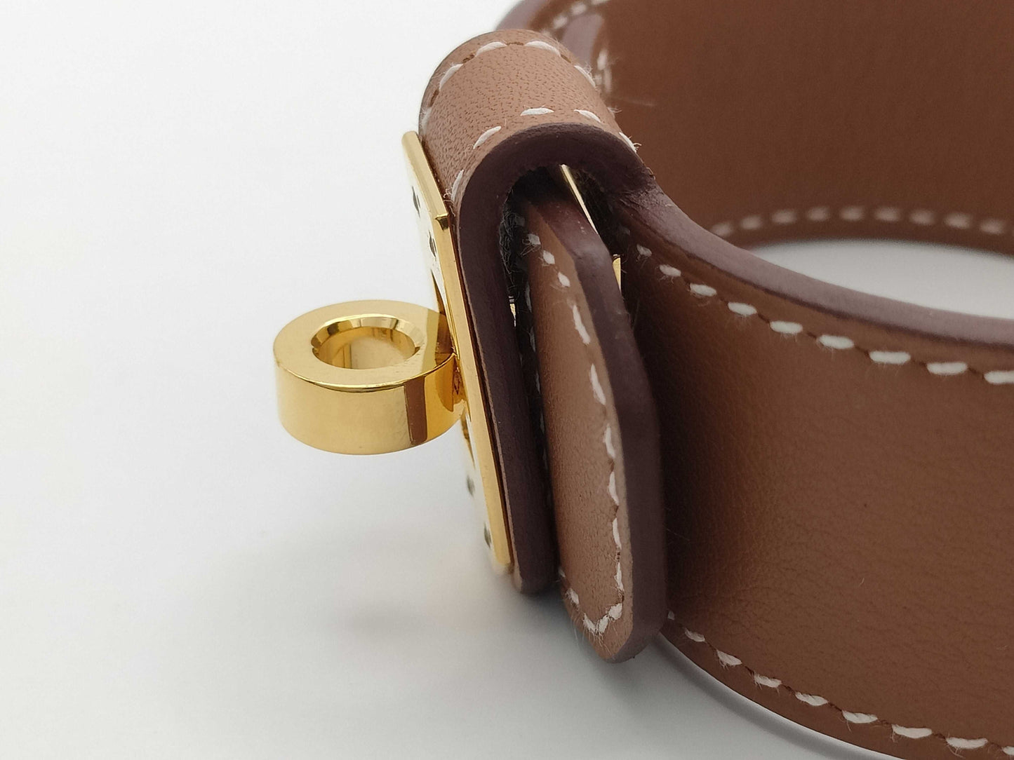 HERMES Kelly Twist PM Swift Gold U-Stamped Bracelet/Bangle