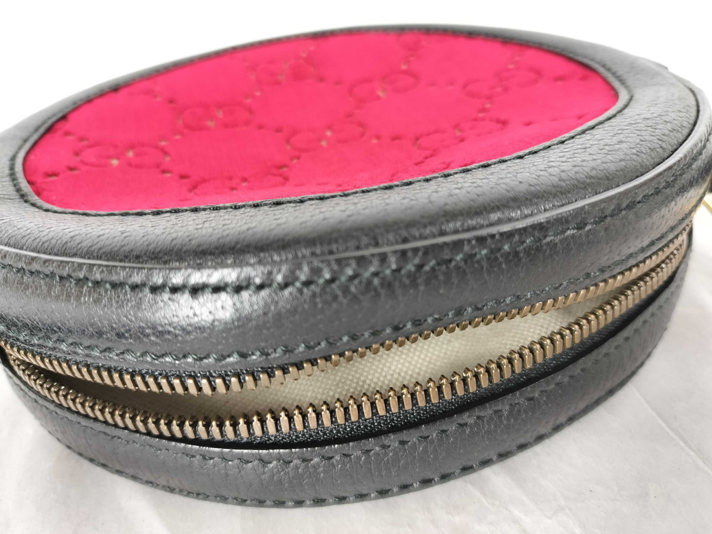 GUCCI GG Velvet Round Shoulder Bag with Leather, Red, 574978