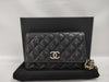 CHANEL Caviar Skin Coco Mark Rhinestone Chain Wallet, Random Number Shoulder Bag