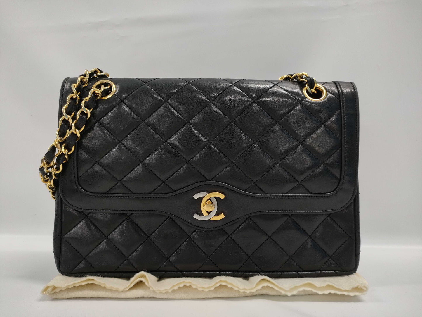 CHANEL Paris Limited Edition Matelasse Lambskin 25 Double Flap Double Chain Shoulder Bag