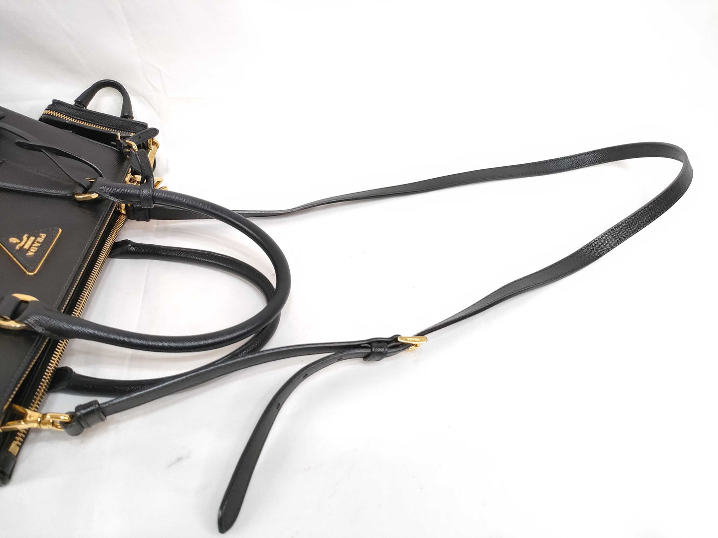 PRADA Saffiano Galleria 2-Way Tote Bag with Strap and Charm Shoulder Bag
