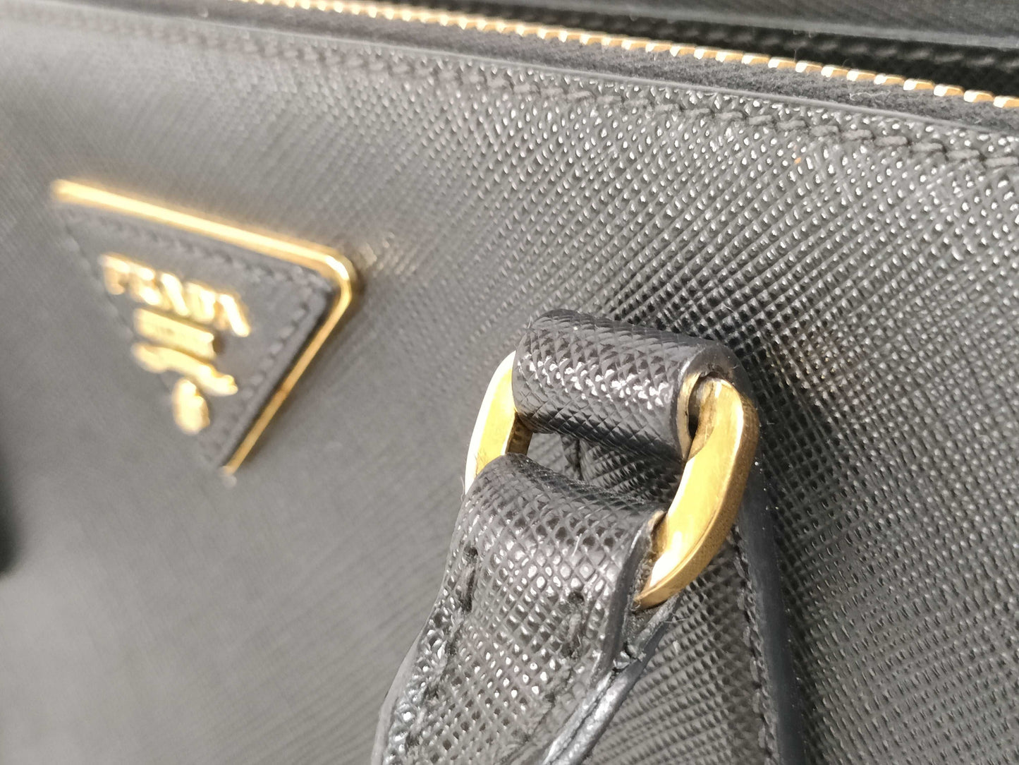 PRADA Saffiano Galleria 2-Way Tote Bag with Strap and Charm Shoulder Bag