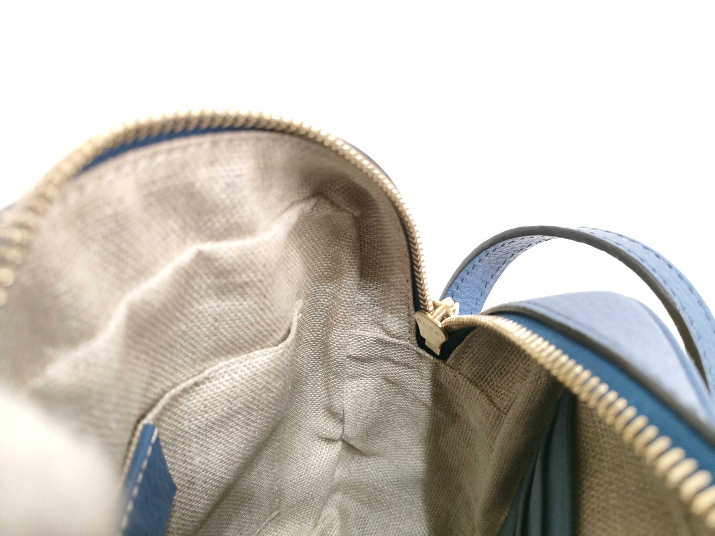 GUCCI GG Canvas Gucci 449413 GG Canvas Leather Beige Blue Shoulder Bag