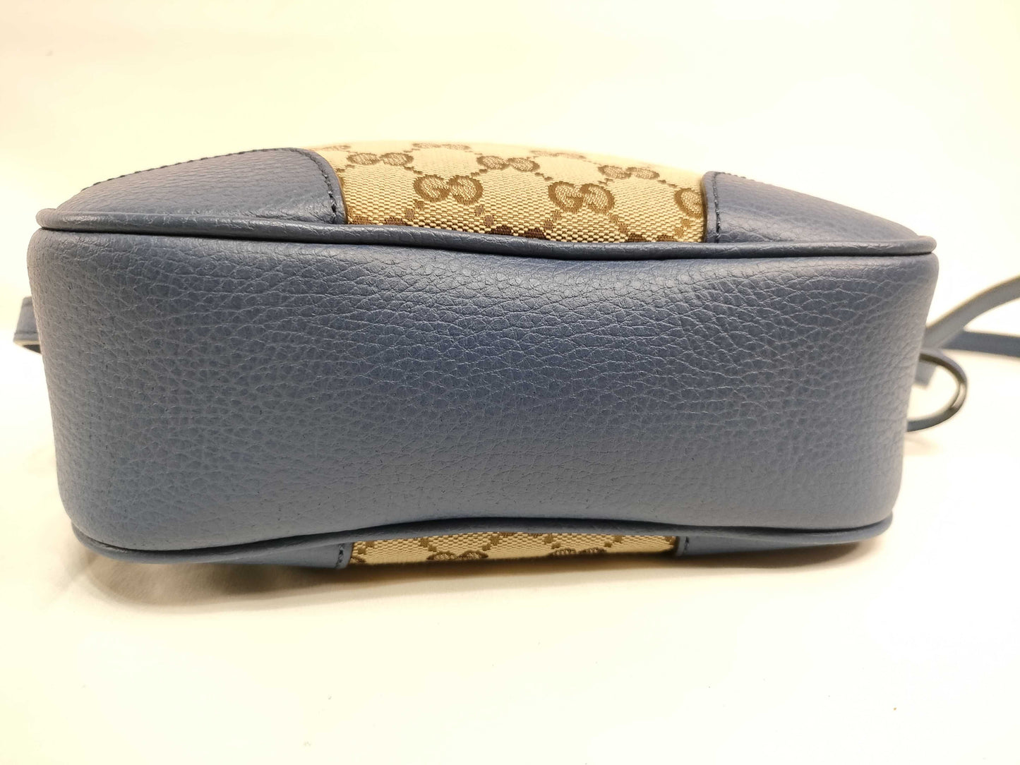 GUCCI GG Canvas Gucci 449413 GG Canvas Leather Beige Blue Shoulder Bag