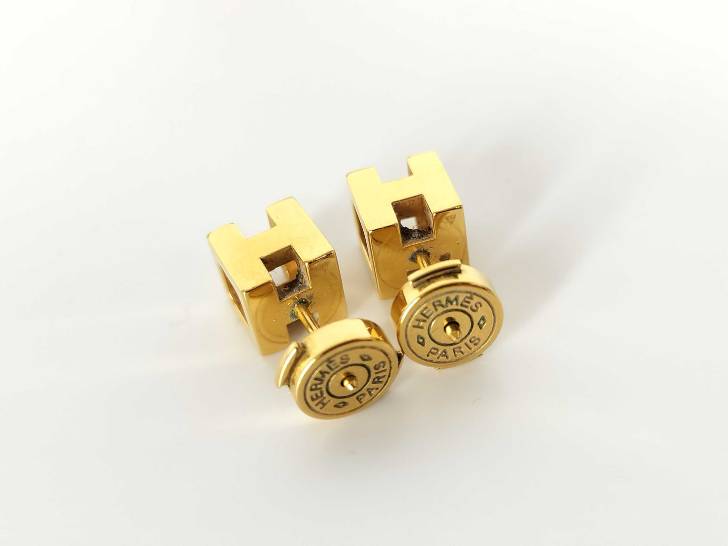 HERMES CAGE DE H H Cube Earrings