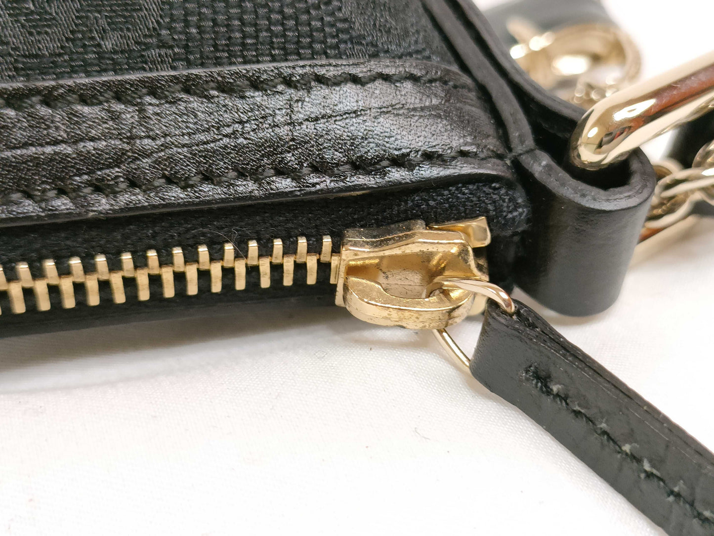 GUCCI GG Canvas Leather Pouch with Charm 152508 Black